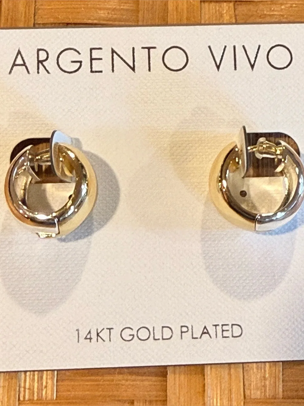Argento Vivo 14kt Gold Plated Wide Huggie Hoop Earrings - Gold Silver